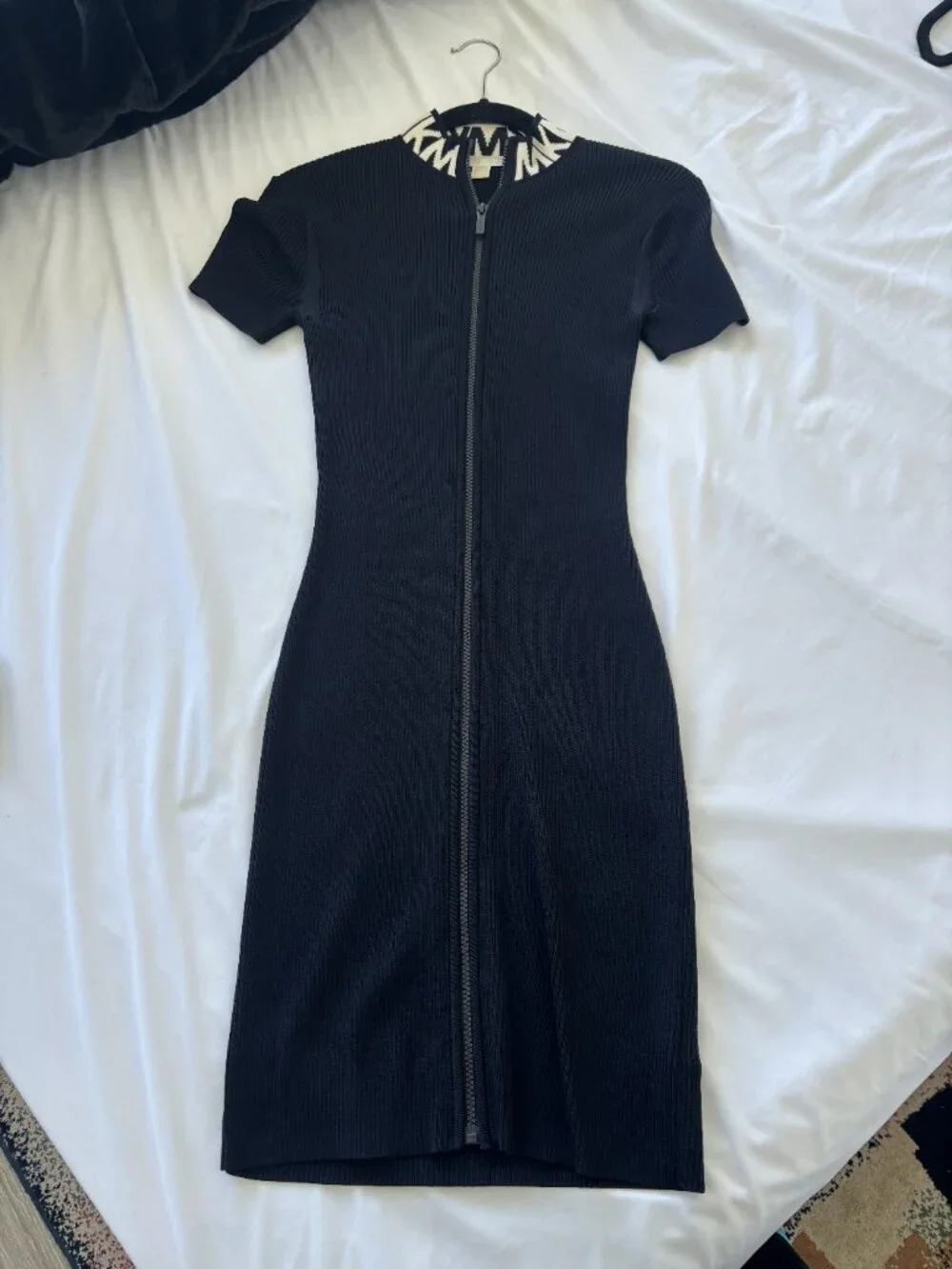 Michael Kors Ribbed Zip-Front Dress
